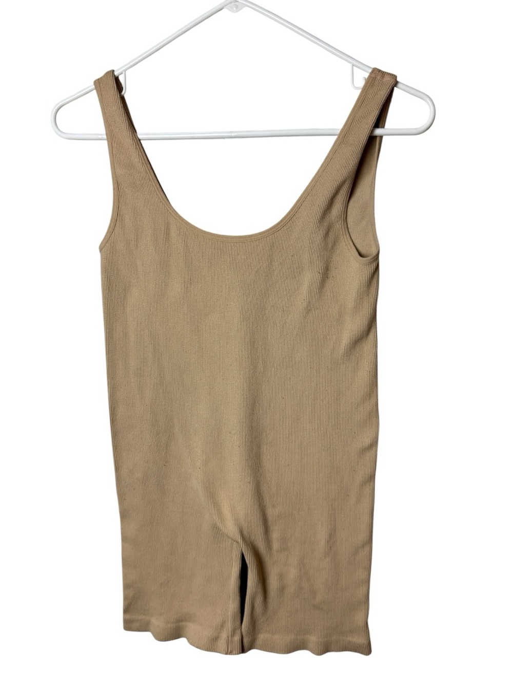 Forever 21 Sleeveless Ribbed One Piece Tank Romper in Tan Size S